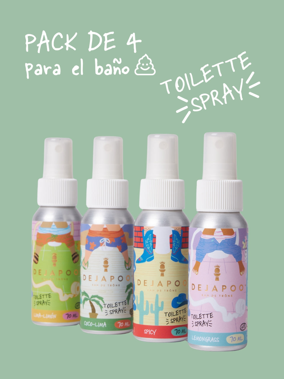 Pack eliminador de olores WC - 1 de cada aroma (4x70ml)